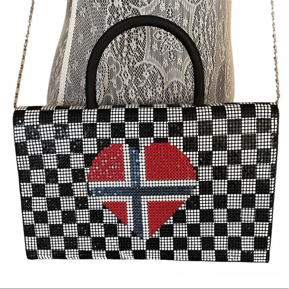 Vintage Laila the Essence of Norway Metal Mesh Satin Evening Bag - Picture 1 of 7